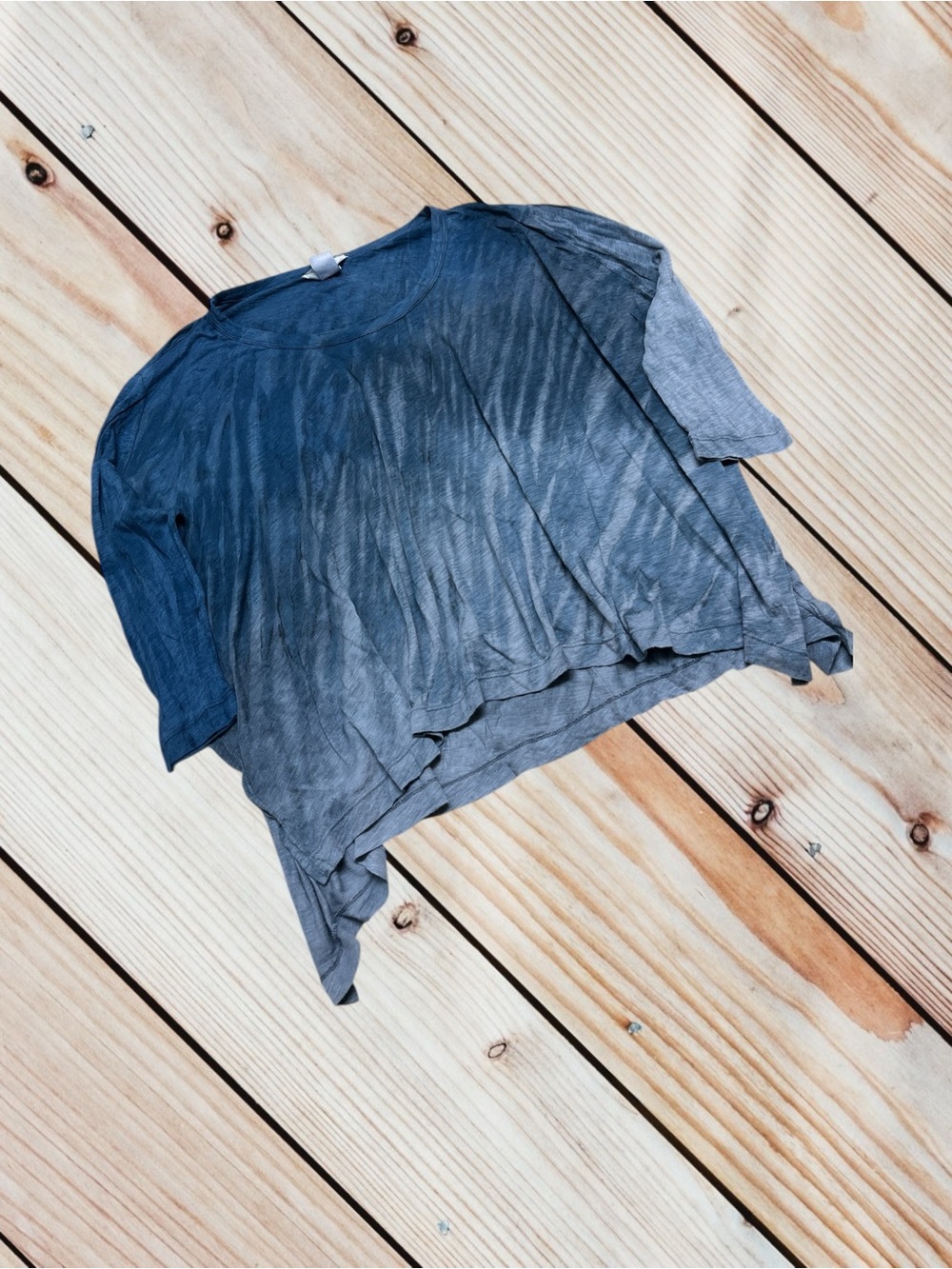 Hard Tail Forever L blue tie-dye 3/4 sleeve slouchy tee - Picture 2 of 12